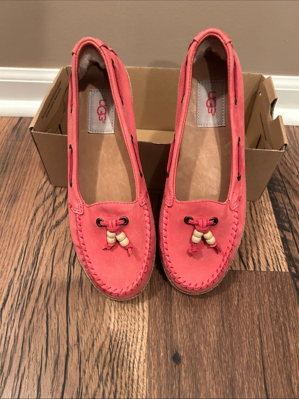 UGG Kids Coral Pink Moccasin Loafers